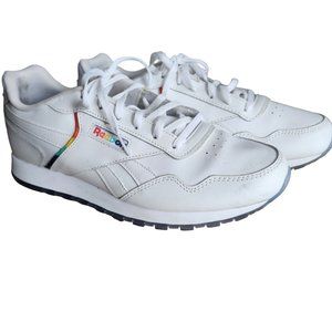 Reebok, white with rainbow accent sneaker, 11 womens
